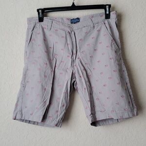 Canyon Creek Men's Khaki Chino Shorts Size 34 All Over American Flag Print